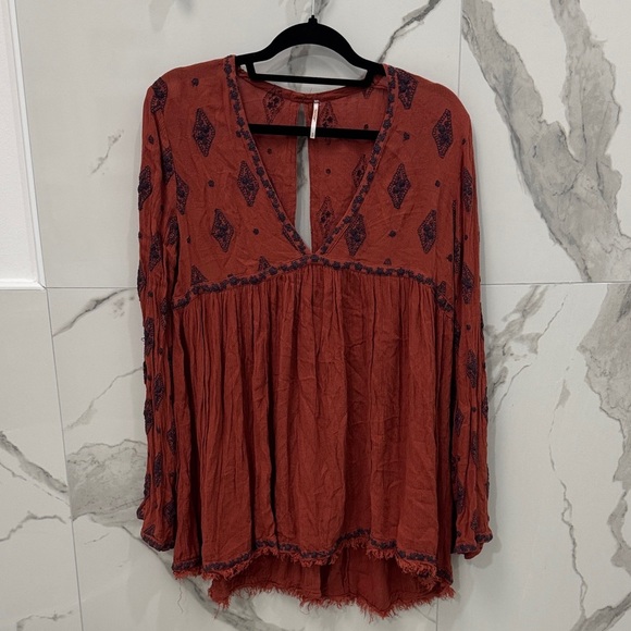 Free People Rust and Navy Bohemian Tunic - Picture 2 of 7